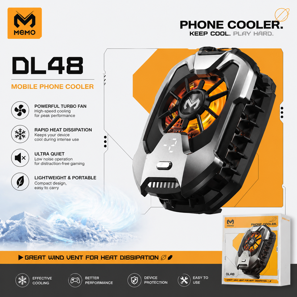 مبرد الهاتف MEMO DL-A8 – مروحة تبريد للألعاب